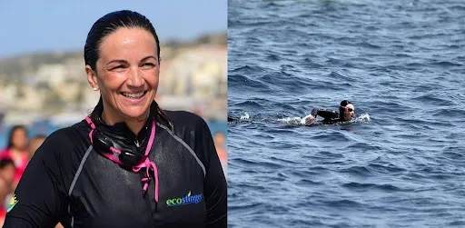 michelle muscat participating swimming competition for charity