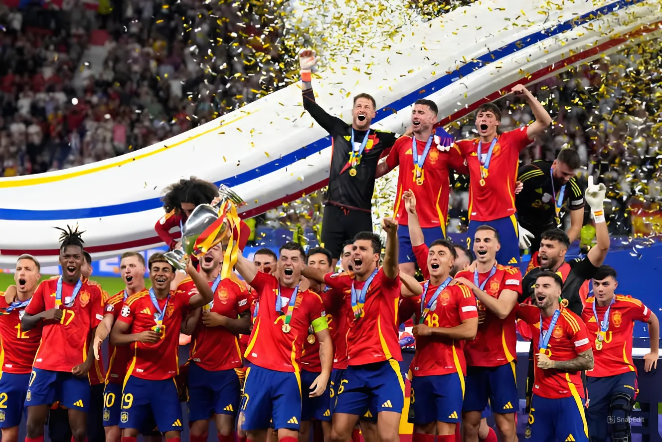 Spain won the Euro by defeating England in the  Finals  with the late Oyarzabal goal in 2024